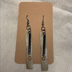 Genuine leather handmade earrings with jewels